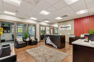 Reception with a drop ceiling