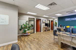 Office space with a drop ceiling