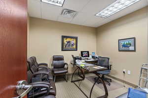Office with a drop ceiling