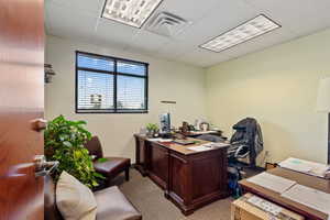 Office space with a drop ceiling