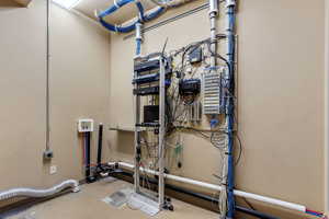 Exercise area with concrete floors