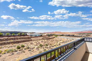 Balcony with a mountain view