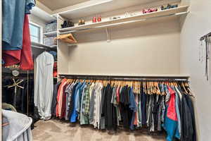 Walk in closet featuring carpet floors