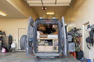 RV Garage front half showing sprinter van