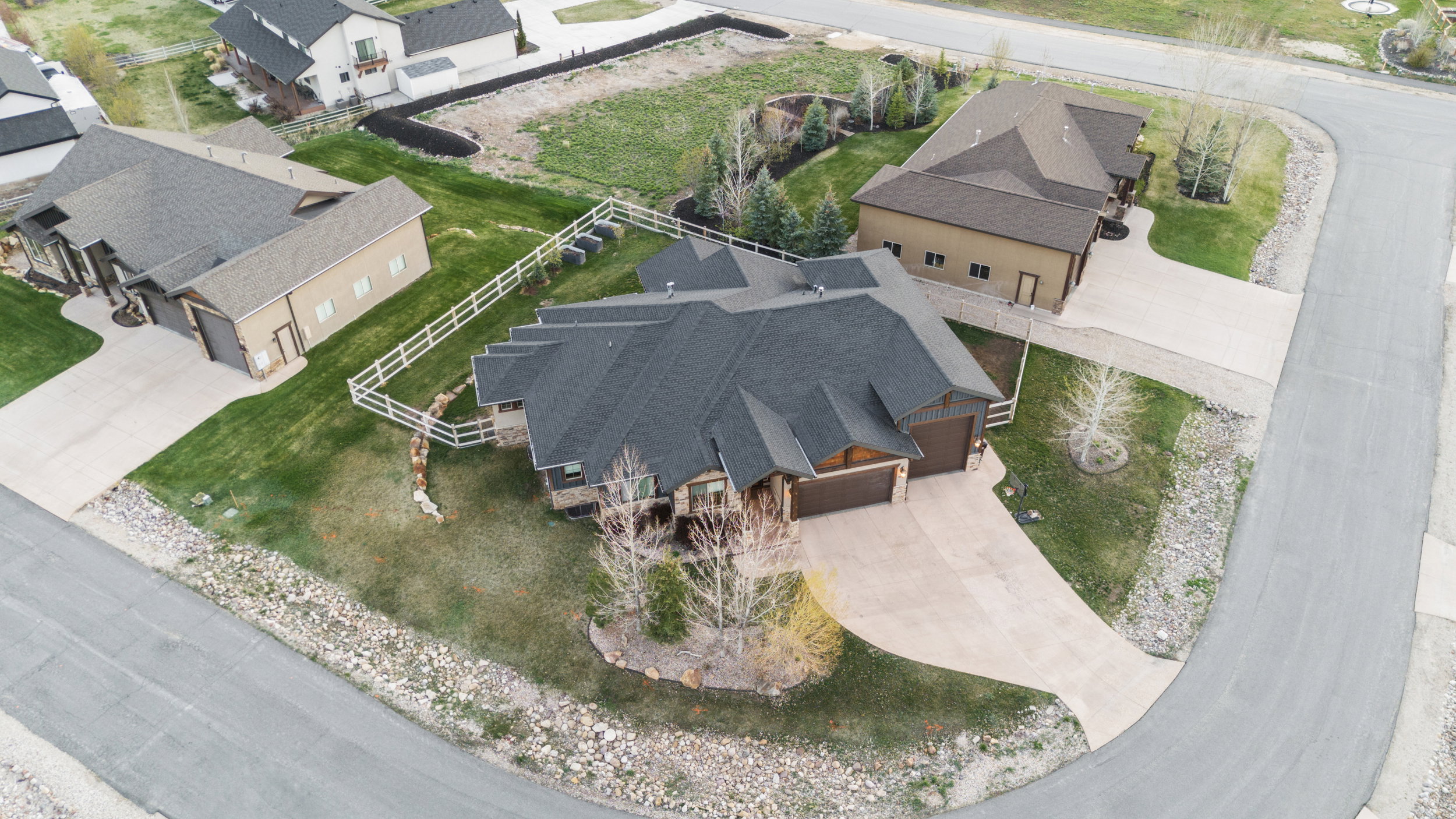 Aerial perspective of suburban area