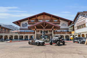 View of building exterior featuring a mountain view