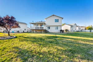 Back of property featuring a fenced backyard