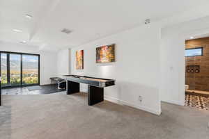 Playroom featuring recessed lighting and carpet floors