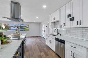 Classic white subway tile backsplash