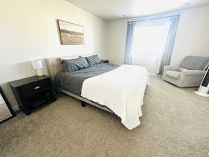 Bedroom with carpet floors and baseboards