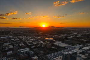 View of urban area with a mountain backdrop