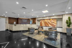 Reception area with recessed lighting