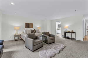 Bedroom featuring carpet floors and recessed lighting