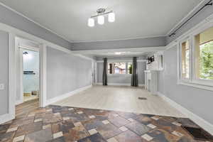 Unfurnished room with light wood-type flooring