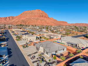 View of mountain backdrop with nearby suburban area
