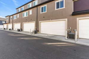 Garage with a residential view