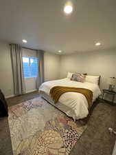 Bedroom featuring carpet and recessed lighting