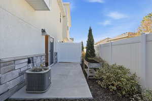 View of patio featuring a fenced yard for privacy