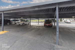 View of covered parking lot
