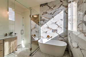 Wet Room with Free Standing Tub and Shower