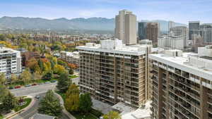 City view with mountains