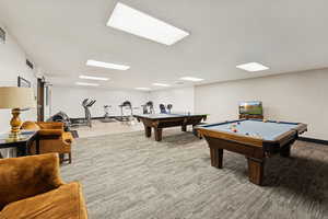 Game room with billiards
