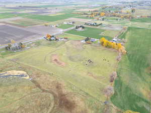 Aerial overview of property's location with rural landscape