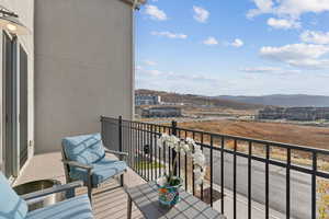 Balcony with a mountain view