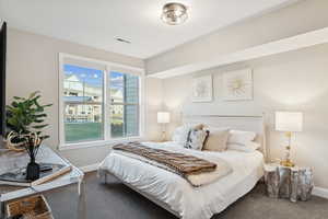 Bedroom featuring carpet