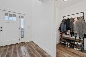 Foyer featuring dark wood-type flooring