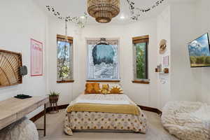 Bedroom featuring carpet and recessed lighting