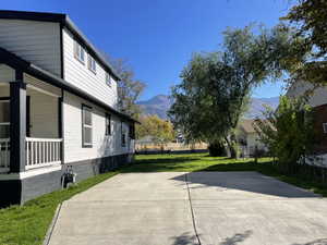 View of home's exterior featuring a mountain view