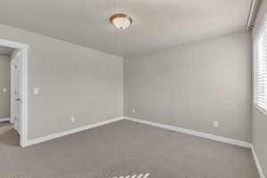 Carpeted spare room featuring plenty of natural light