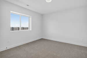 Carpeted empty room with baseboards