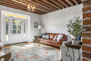 Living area with wood finished floors