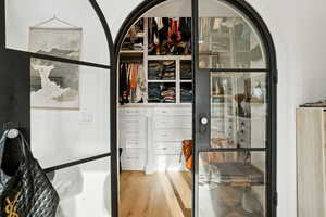Spacious closet with light wood-style floors