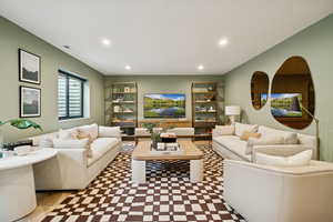 Living area with recessed lighting