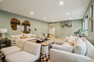 Living room featuring recessed lighting