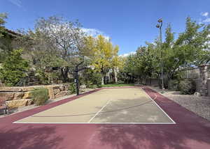 View of basketball court featuring community basketball court