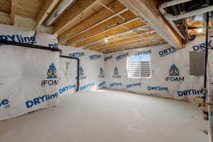 Below grade area featuring electric panel