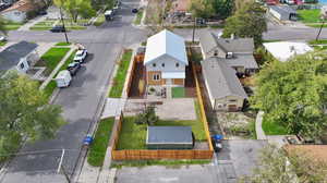 Aerial perspective of suburban area