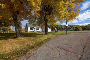 View of front of property with a garage