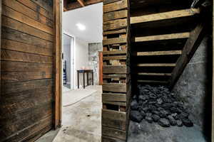 Corridor with unfinished concrete floors