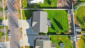 Aerial perspective of suburban area