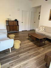 Living area featuring wood finished floors