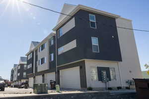 View of property with a garage