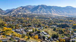 Bird's eye view of a mountain backdrop