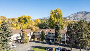 Aerial view of a mountainous background