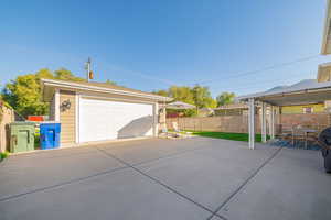 View of detached garage