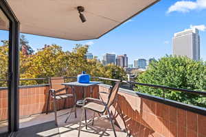 Balcony with a skyline view